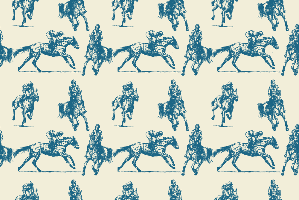 Aflombra vinílica animales diseño de caballos azul y beige - TenVinilo