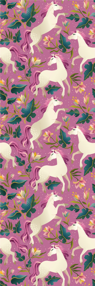 Aflombra vinílica animales diseño de caballo rosa floral - TenVinilo