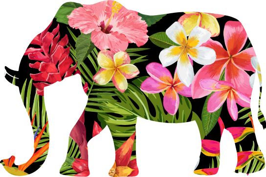 Aflombra vinílica animales elefante floral silueta - TenVinilo