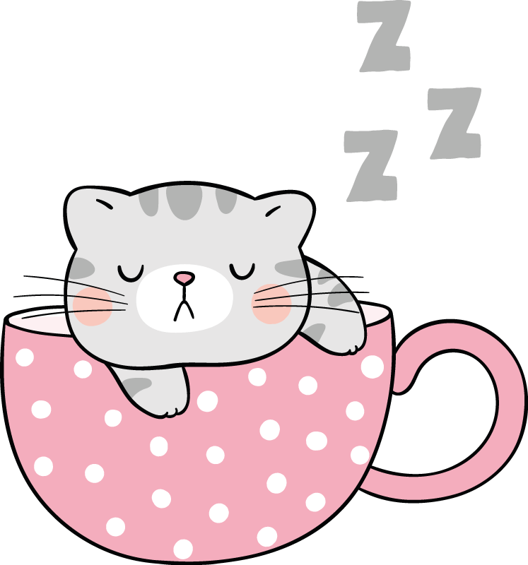 Aflombra vinílica animales taza de gato durmiendo - TenVinilo