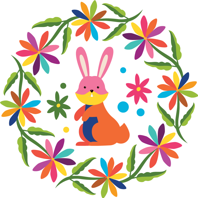 Aflombra vinílica animales diseño de conejitos coloridos - TenVinilo
