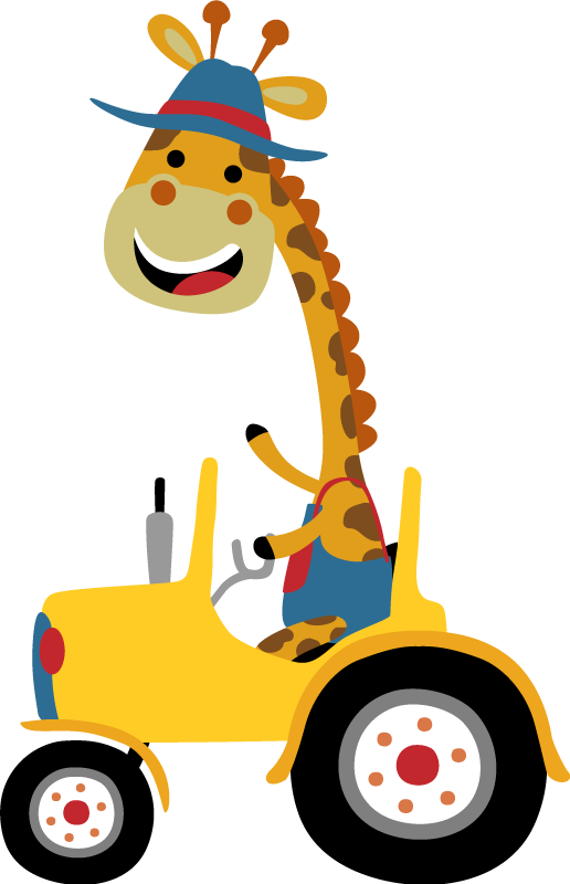 Aflombra vinílica animales jirafa feliz tractor - TenVinilo