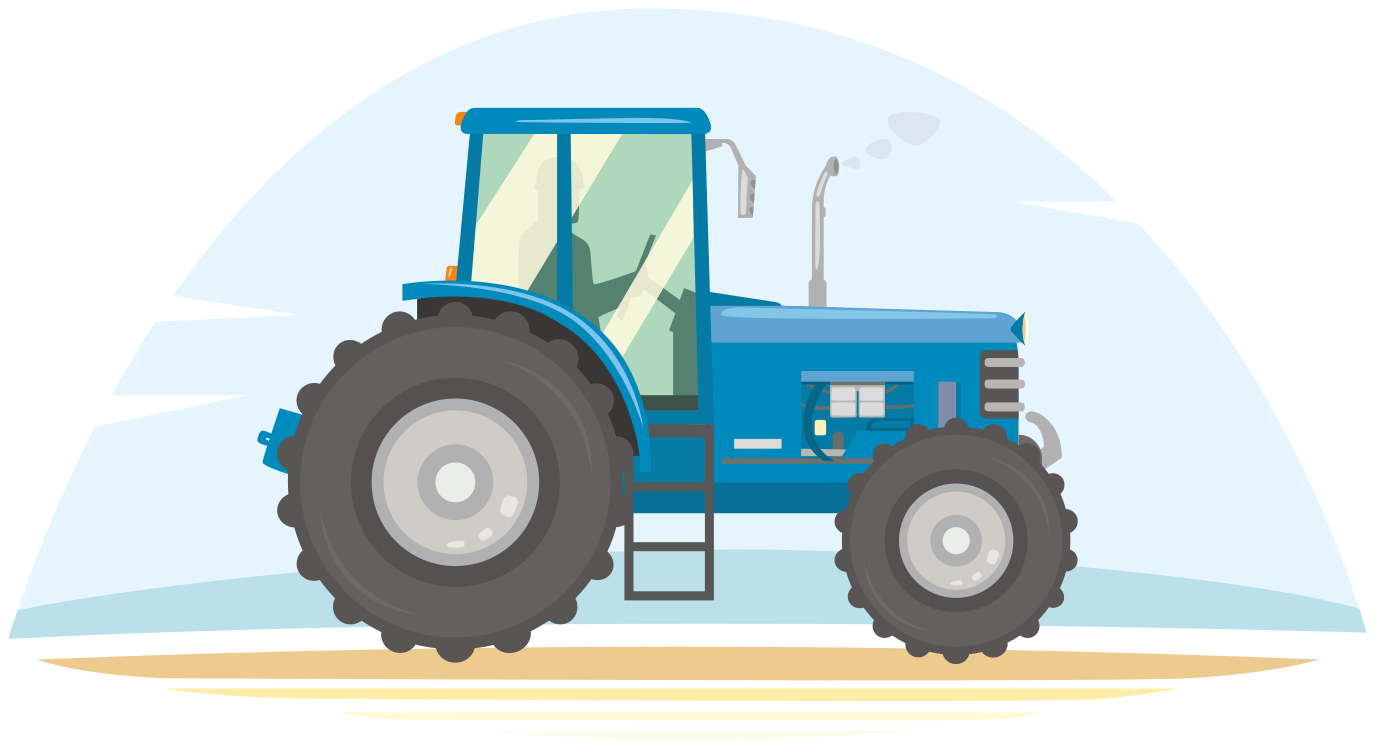 Aflombra vinílica animales ilustración tractor azul - TenVinilo