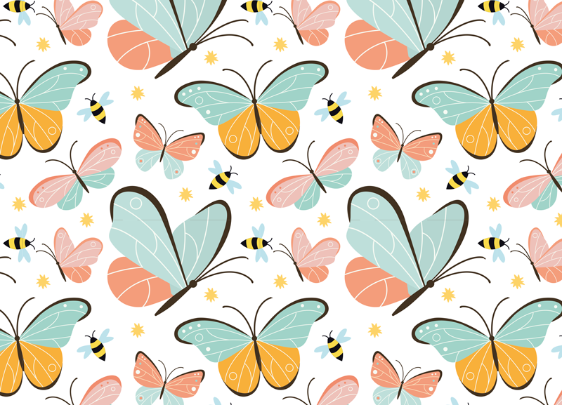 Aflombra vinílica animales mariposas y abejas muebles - TenVinilo
