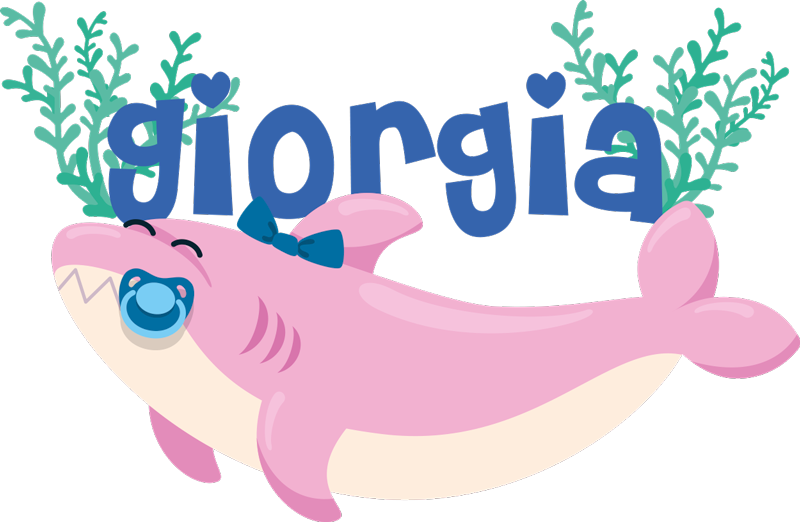 Aflombra vinílica animales tiburón bebé con nombre niña - TenVinilo