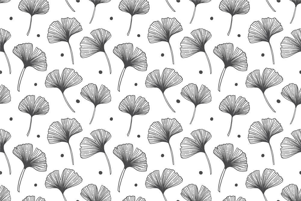 Alfombra vinílica flores hojas de ginkgo blancas - TenVinilo