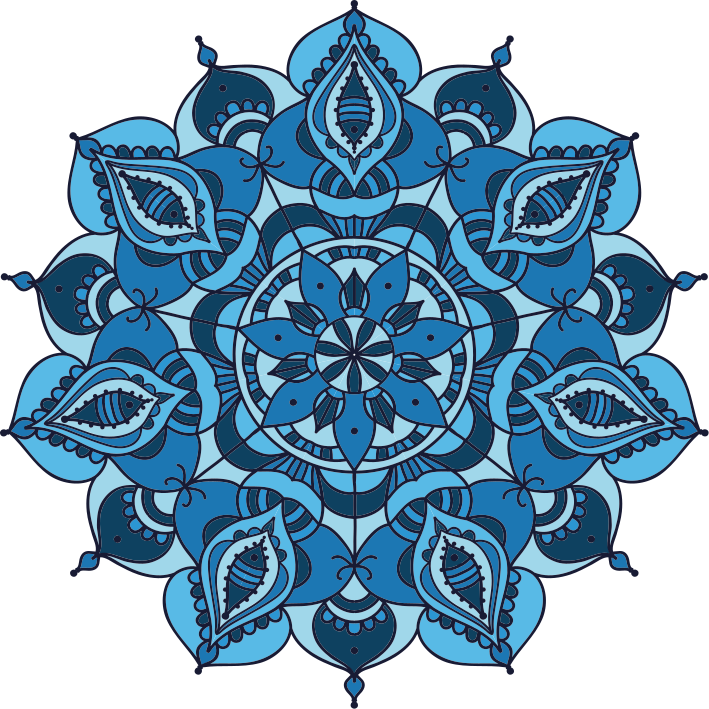 Alfombra vinílica flores mandala azul loto - TenVinilo