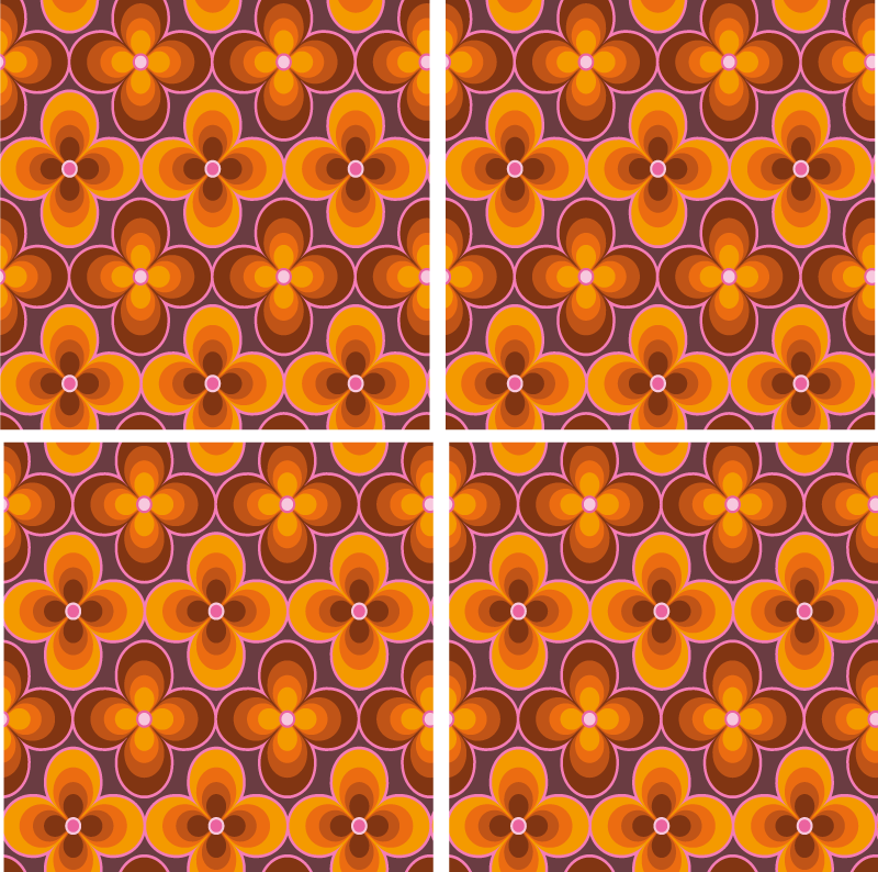 Alfombra vinílica flores azulejos inspirados en botánica - TenVinilo