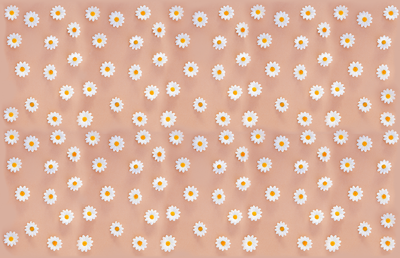 Alfombra vinílica flores patrón margaritas moderno - TenVinilo