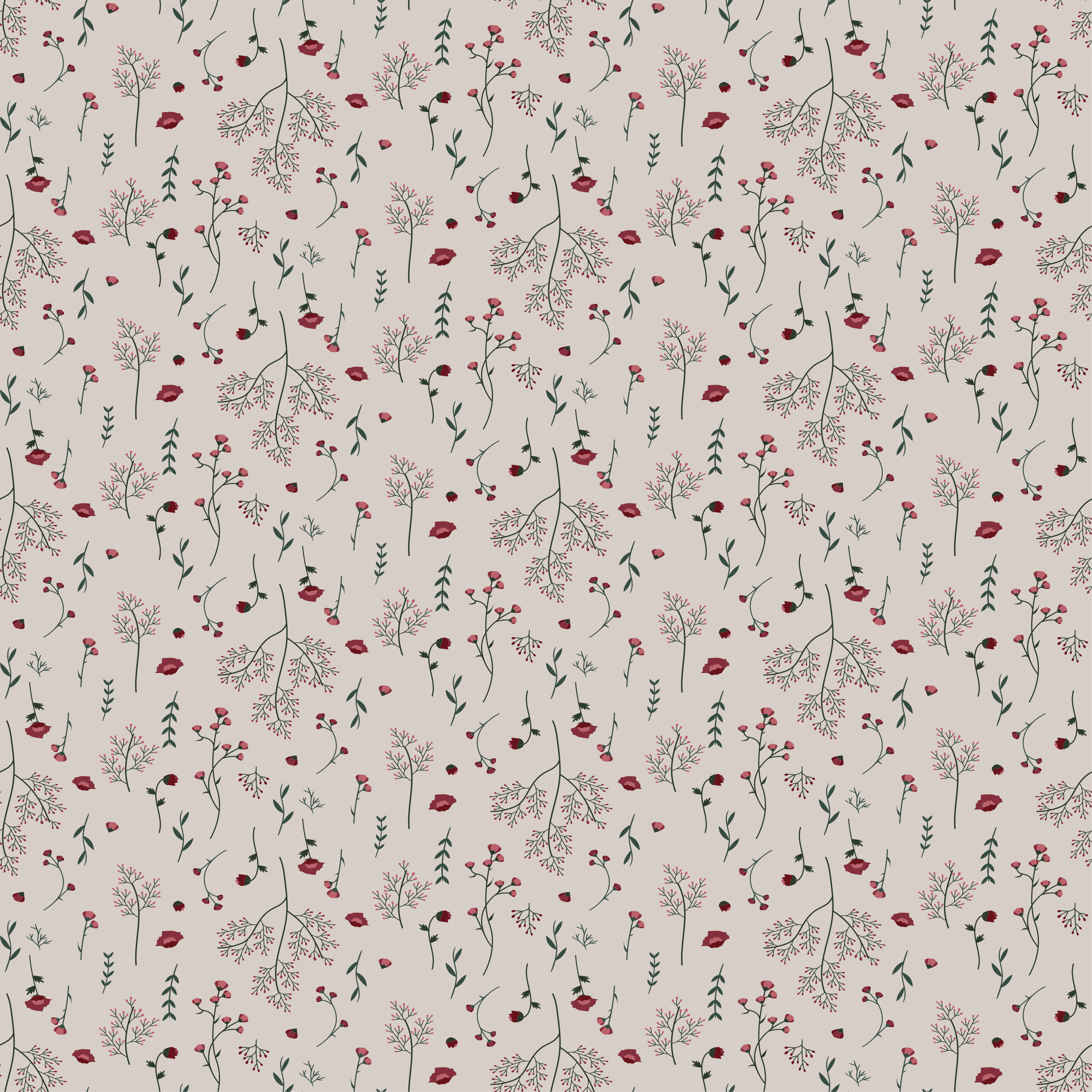 Alfombra vinílica flores diseño minimalista rojo - TenVinilo