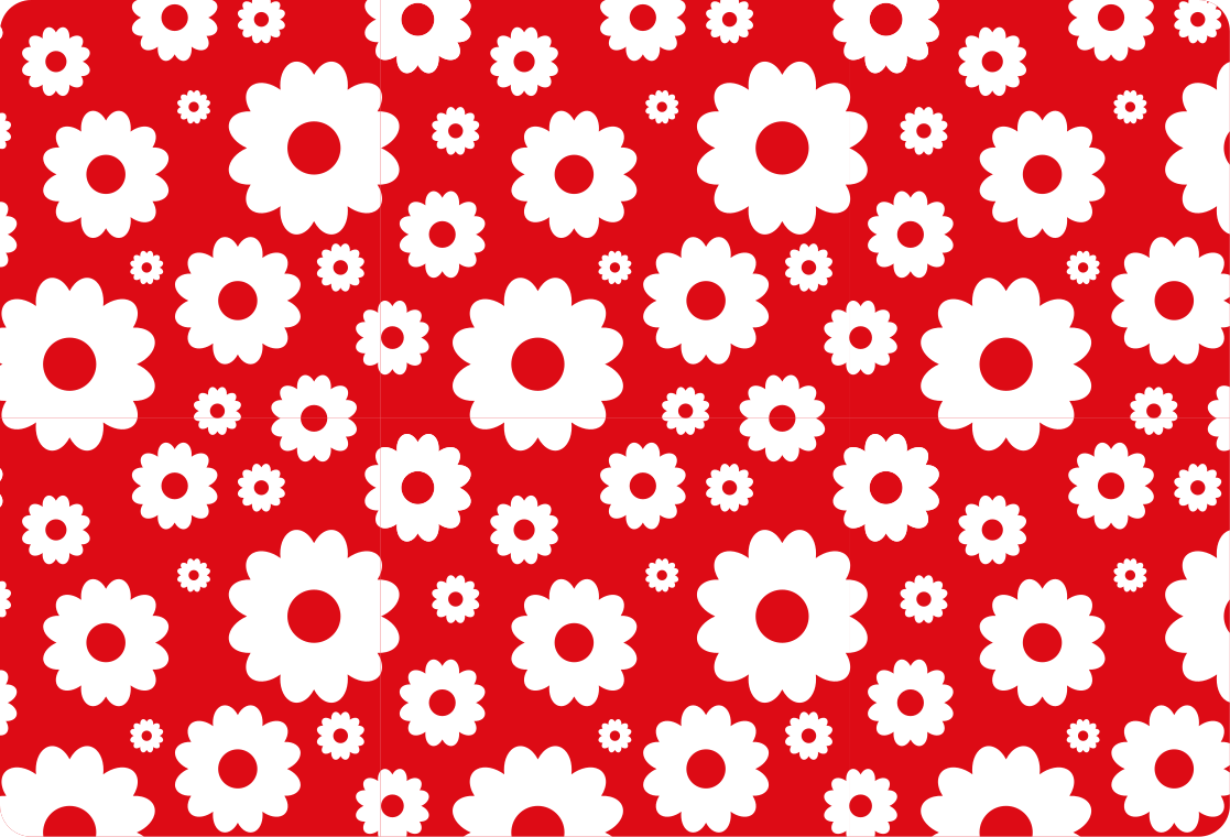 Alfombra vinílica flores margaritas blancas sobre fondo rojo - TenVinilo