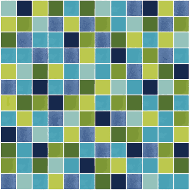 Alfombra vinílica baño azulejos azul y verde - TenVinilo