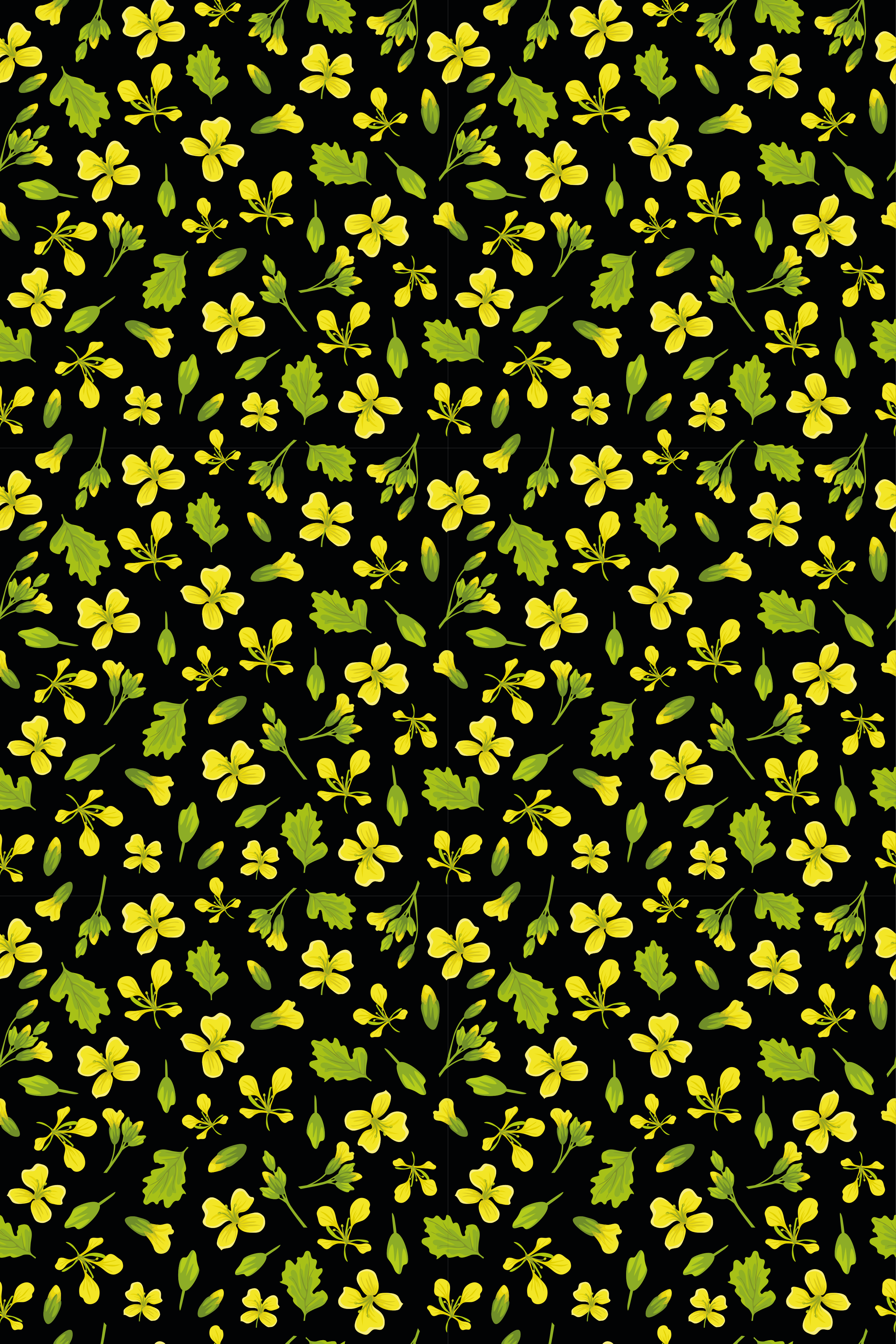 Alfombra vinílica flores fondo negro con amarillo - TenVinilo