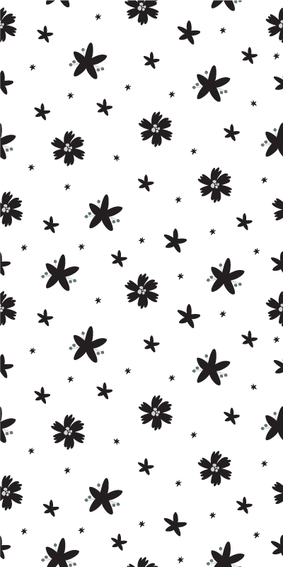 Alfombra vinílica flores patrón floral en blanco y negro - TenVinilo