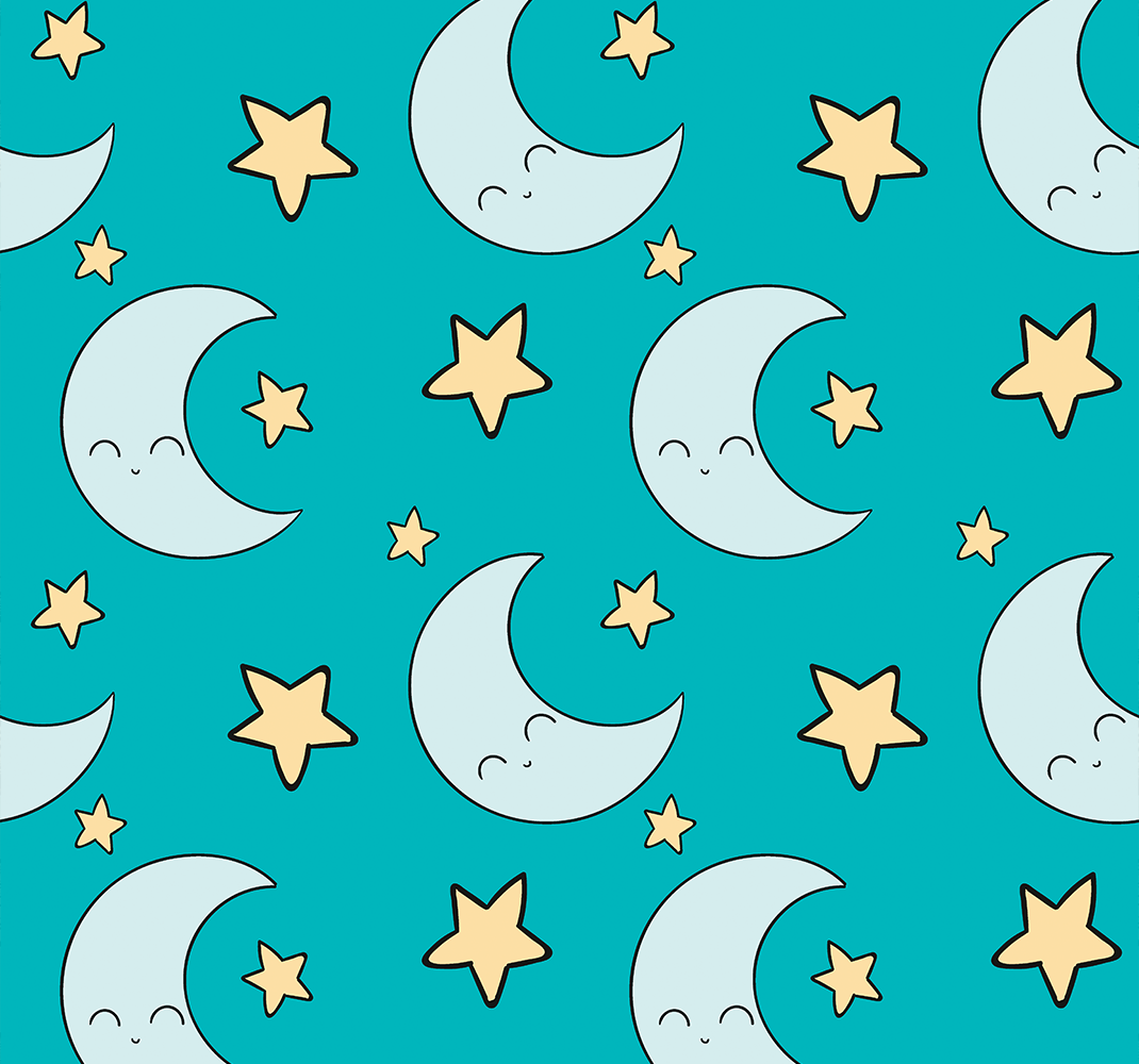 Alfombra vinílica de estrellas lunas felices azules - TenVinilo
