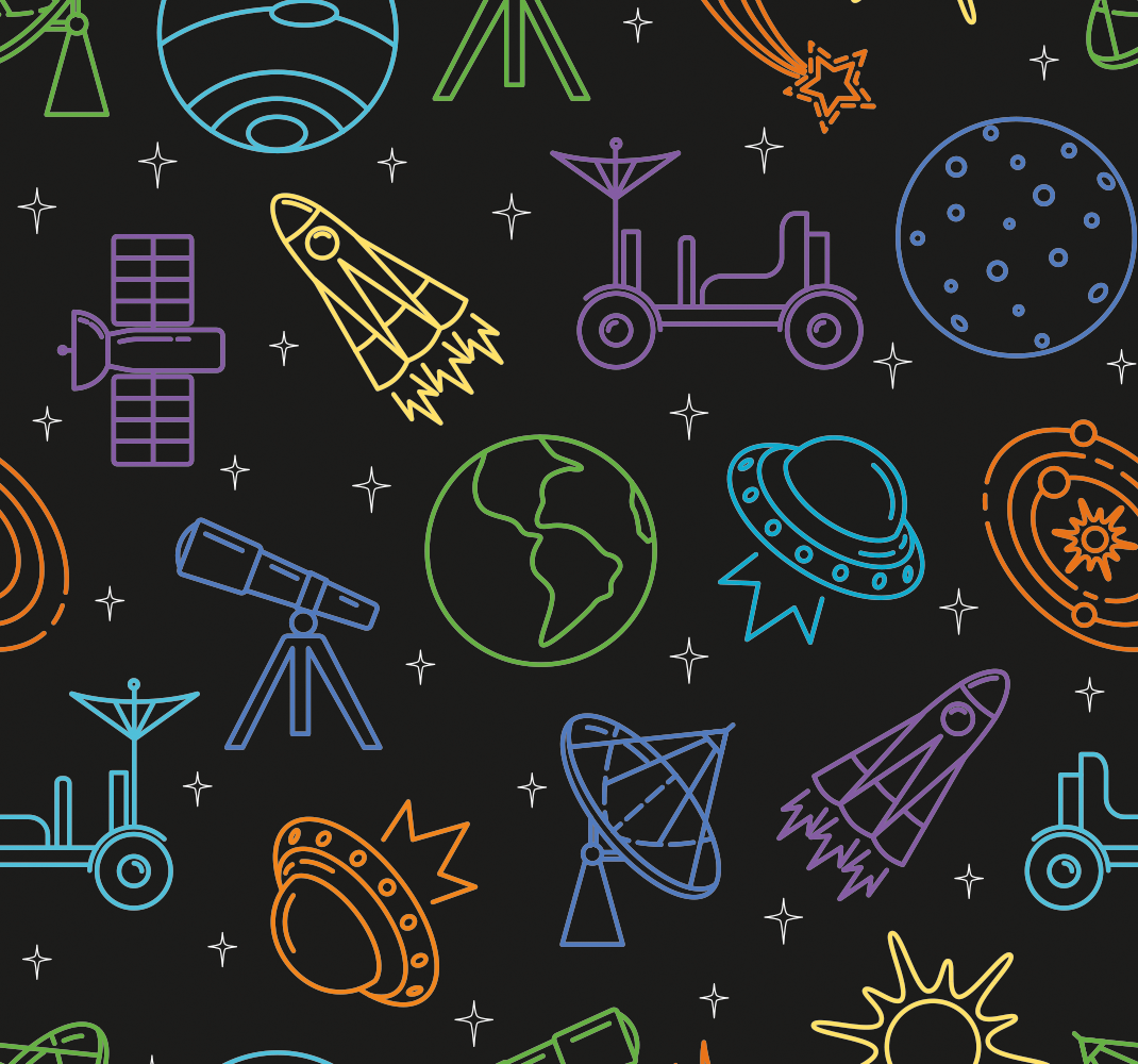 Alfombra vinílica de estrellas íconos espaciales - TenVinilo
