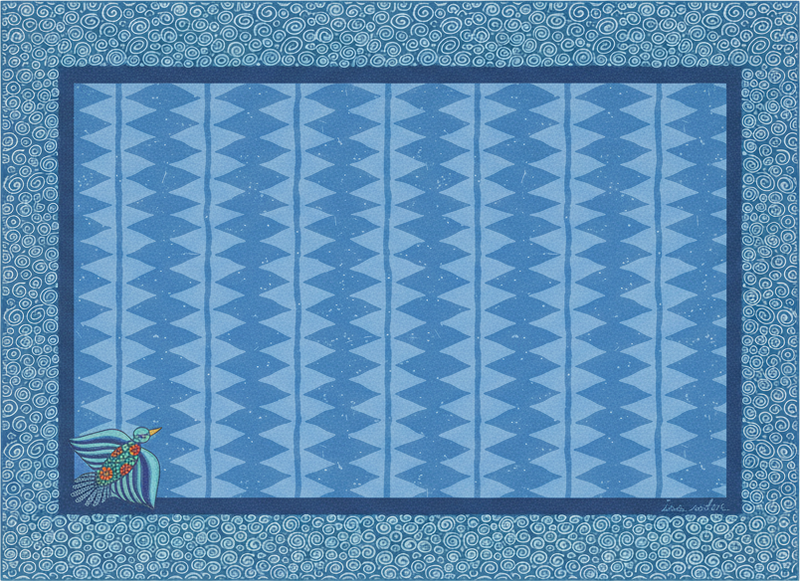 Alfombra vinílica salón con diseño de pájaros azules - TenVinilo