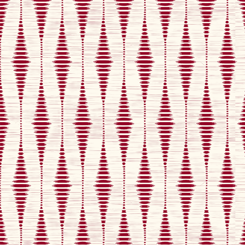Alfombra vinílica geométrica ikat rojo rabaul - TenVinilo