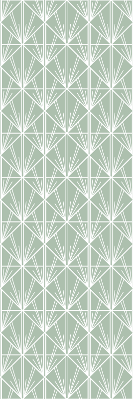 Alfombra vinílica geométrica arte moderno verde y blanco - TenVinilo