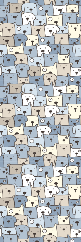 Alfombra vinílica dormitorio perros dibujados en gris - TenVinilo