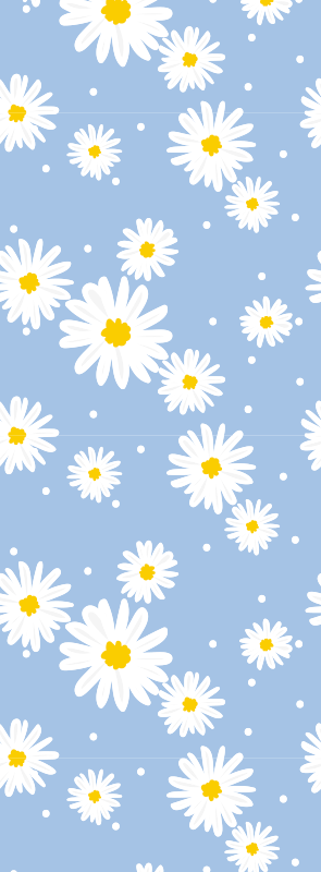 Alfombra vinílica dormitorio flores blancas fondo azul - TenVinilo
