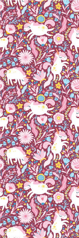 Alfombra vinílica dormitorio diseño de unicornios bellos - TenVinilo