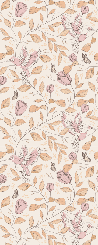 Alfombra vinílica dormitorio patrón tulipanes beige - TenVinilo
