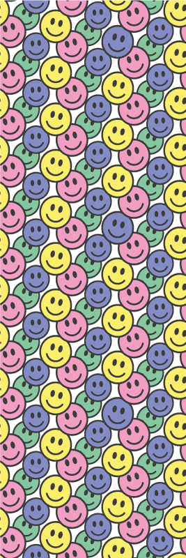 Alfombra vinílica dormitorio caras sonrientes pastel - TenVinilo