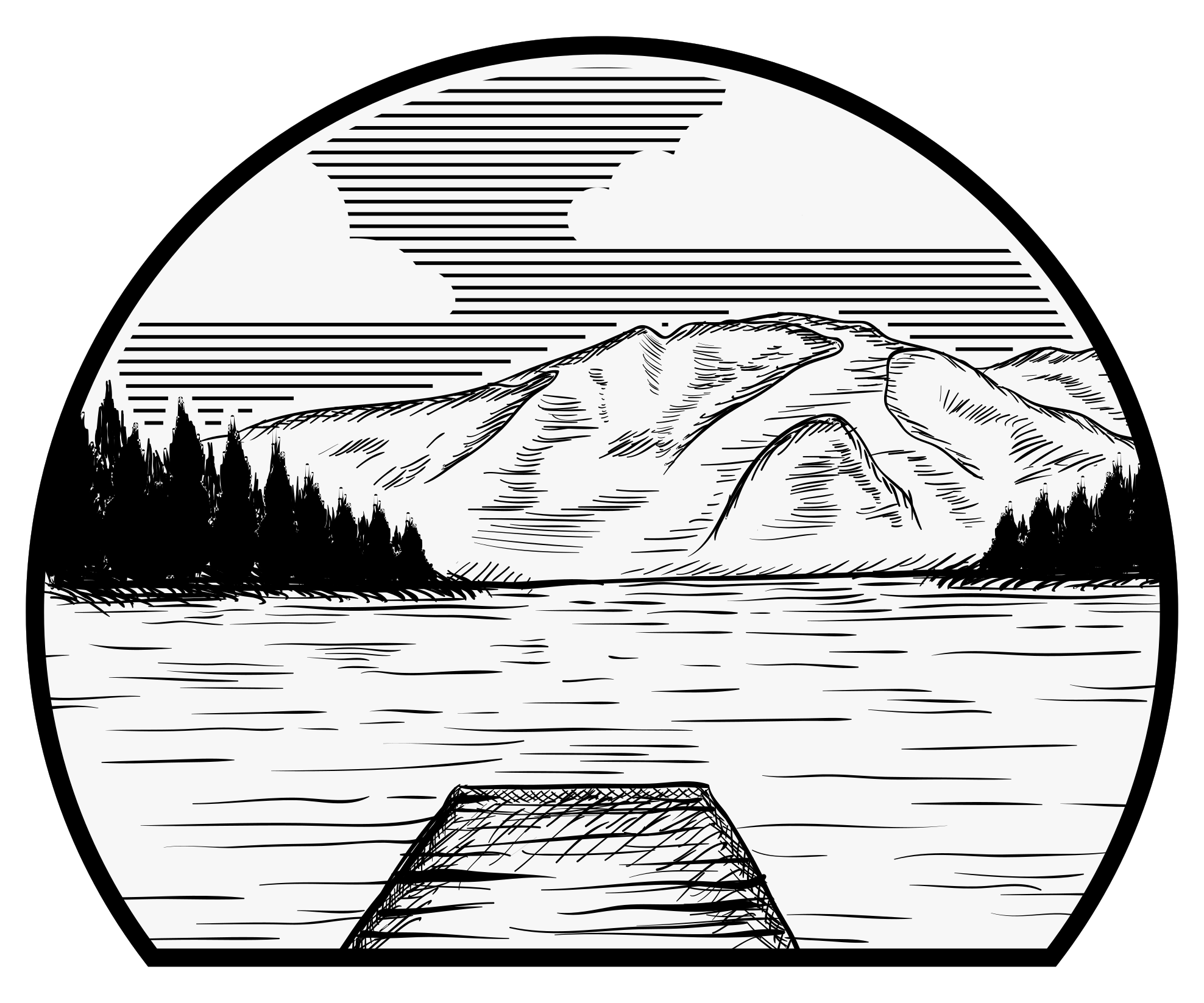 Alfombra vinílica naturaleza motorhome lago pino - TenVinilo