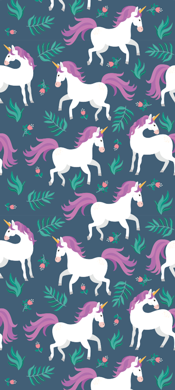 Alfombra vinílica dormitorio patrón azul unicornio - TenVinilo
