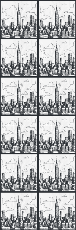 Alfombra vinílica dormitorio collage de bocetos de nyc - TenVinilo
