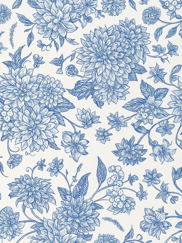 Alfombra vinílica dormitorio dalia azul floral - TenVinilo