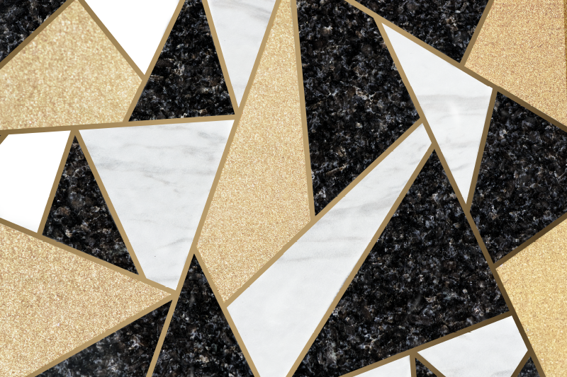 Alfombra vinílica geométrica azulejos mármol blanco y negro - TenVinilo