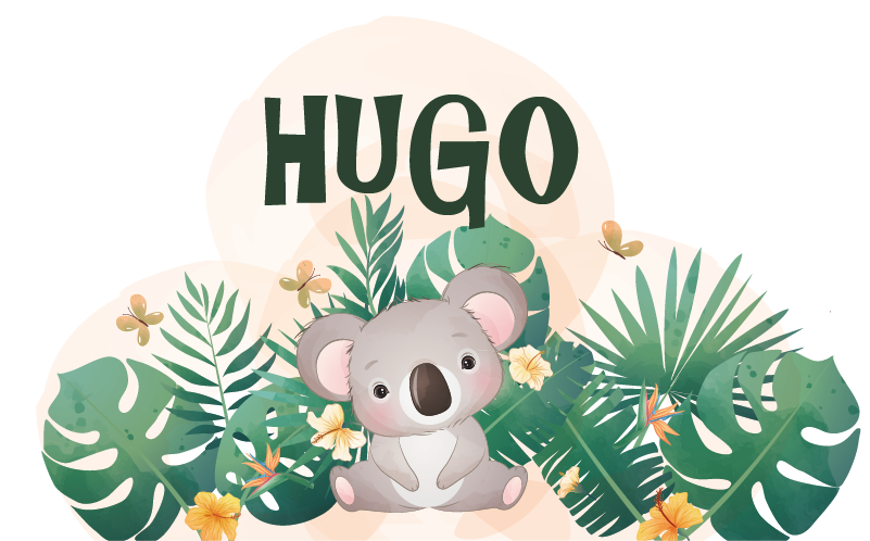 Alfombra vinílica infantil koala lindo para niño con nombre - TenVinilo