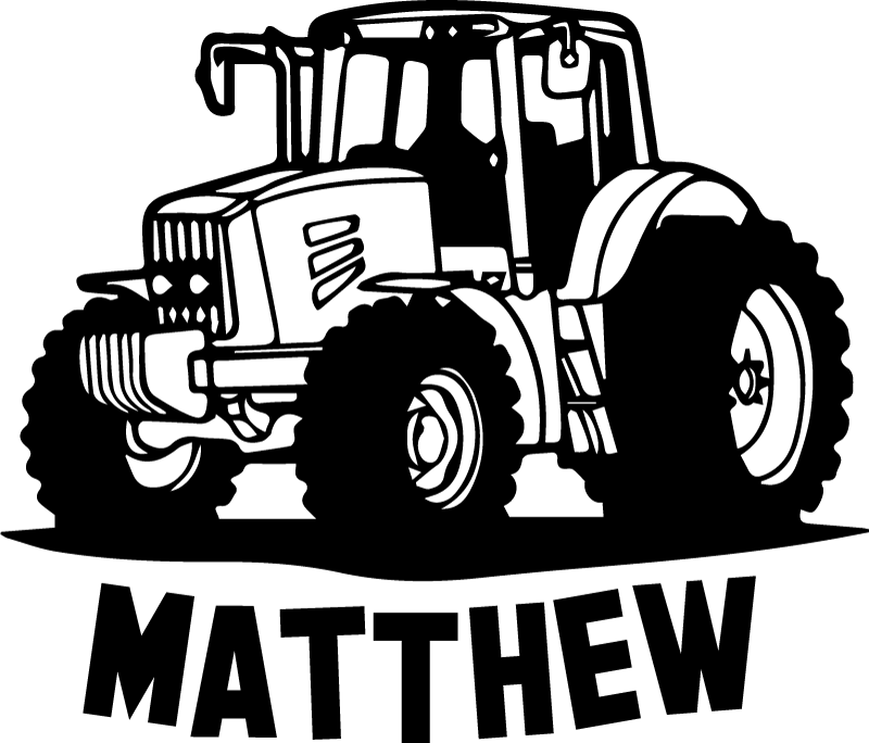 Alfombra vinílica infantil silueta de tractor con nombre - TenVinilo
