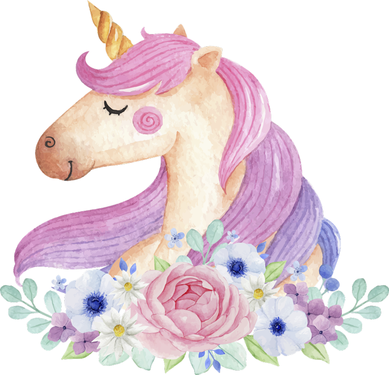 Alfombra vinílica infantil unicornio acuarelado - TenVinilo