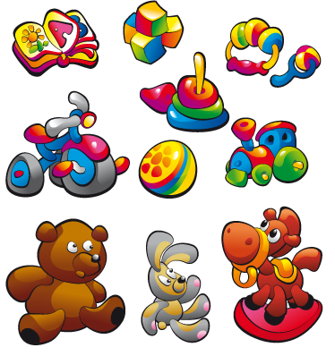Alfombra vinílica infantil sticker colección de juguetes - TenVinilo