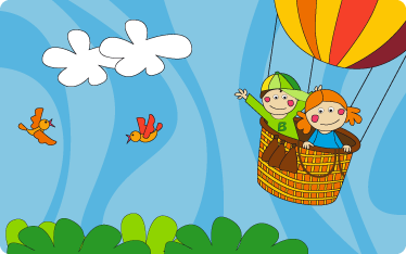 Alfombra vinílica infantil volando en globo aéreo - TenVinilo