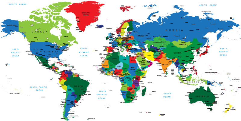 Alfombra vinílica mapamundi vinilo mapa del mundo colorido - TenVinilo