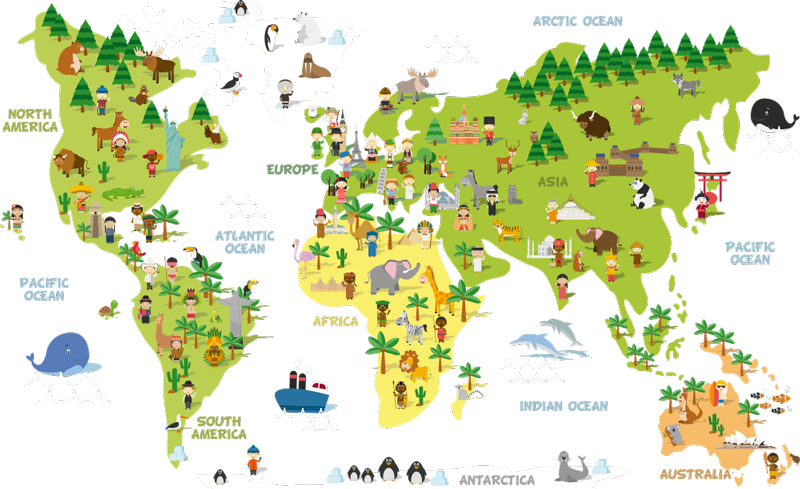 Alfombra vinílica mapamundi mapa mundi en inglés - TenVinilo