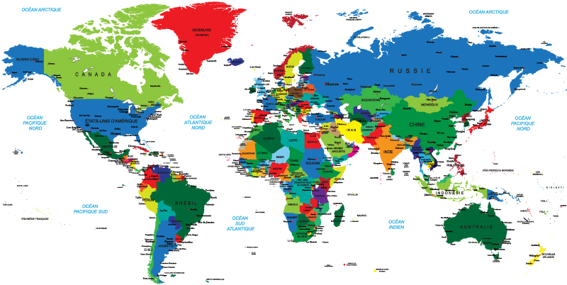 Alfombra vinílica mapamundi carte du monde - TenVinilo