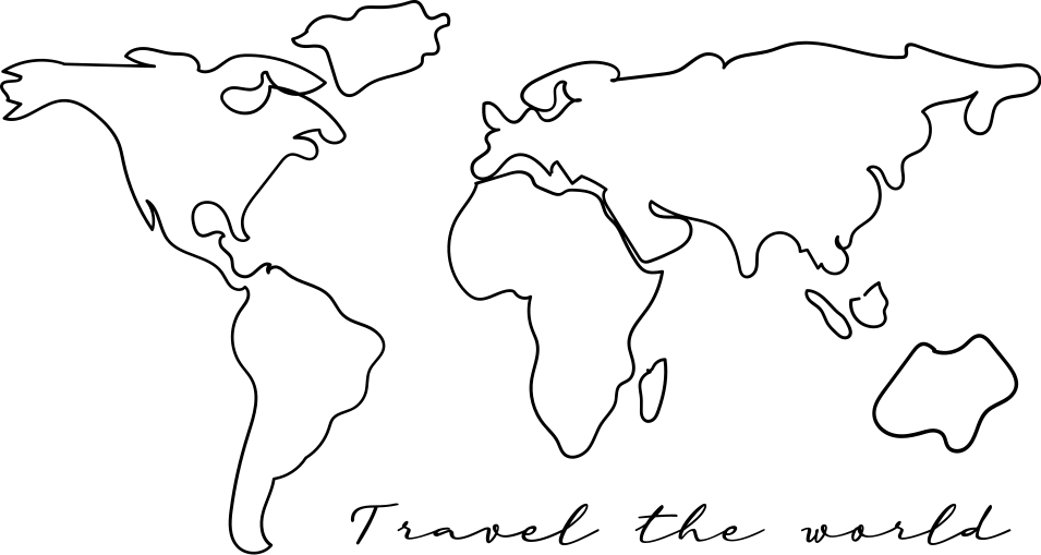 Alfombra vinílica mapamundi con texto travel - TenVinilo