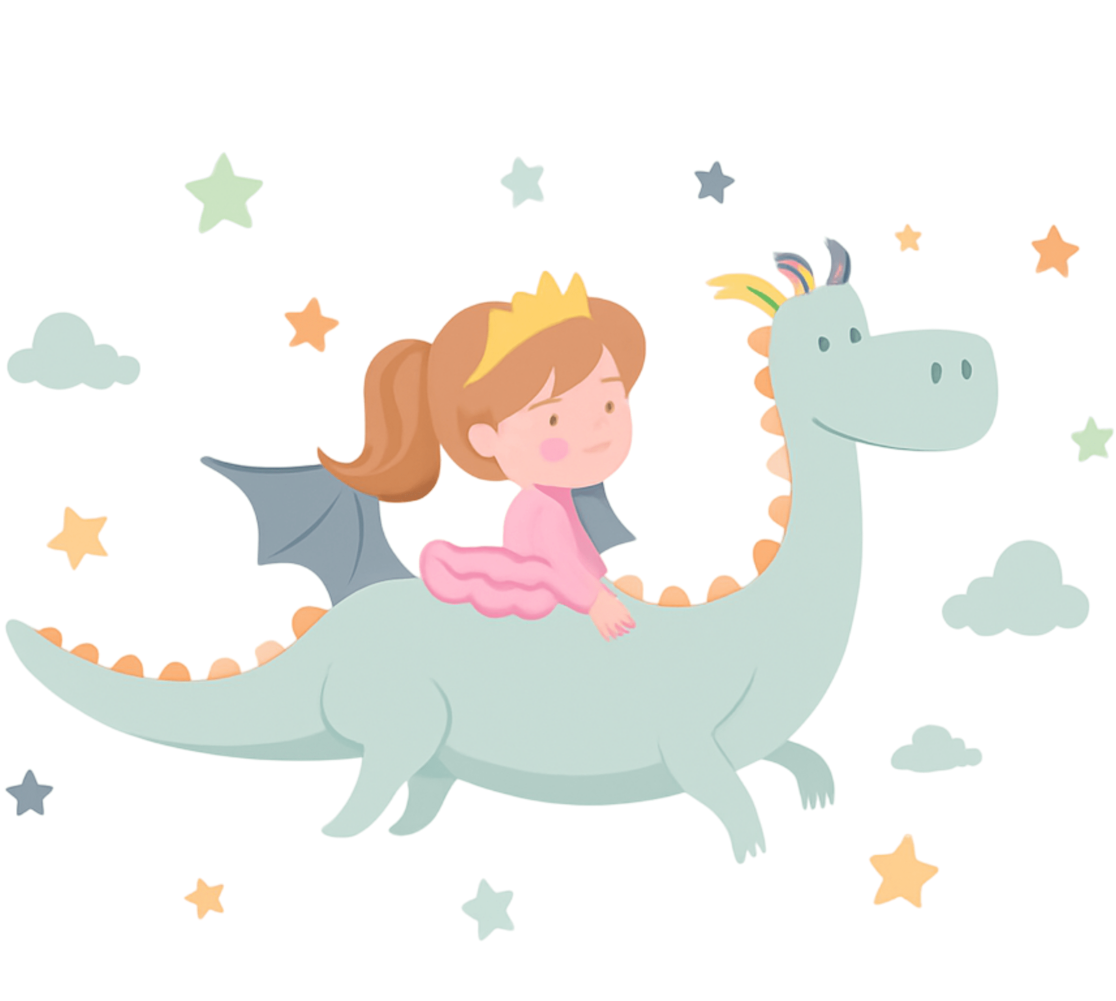 Alfombra vinílica infantil princesa sobre dragón - TenVinilo