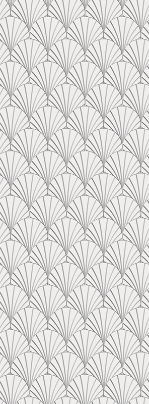 Alfombra vinílica baño patrón con conchas blancas art deco - TenVinilo