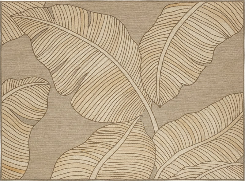 Alfombras vinílicas diseño hojas grandes beige - TenVinilo