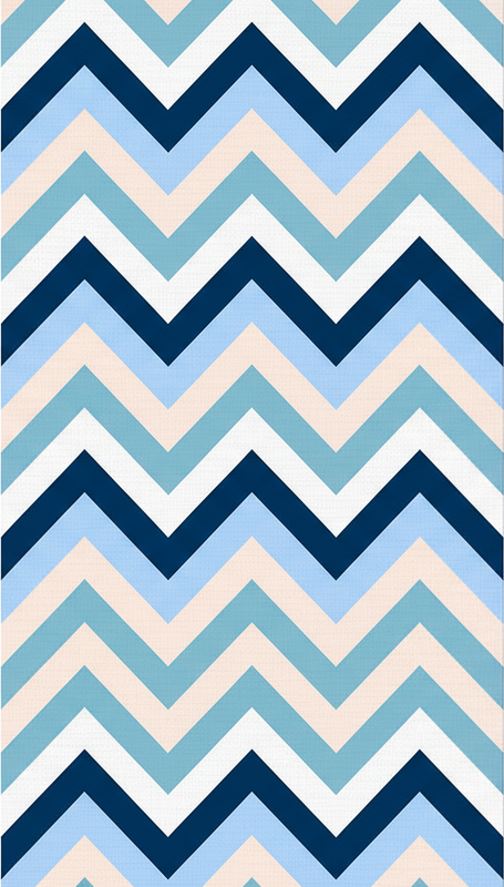 Alfombra vinílica zig zag azul rosa y blanco - TenVinilo