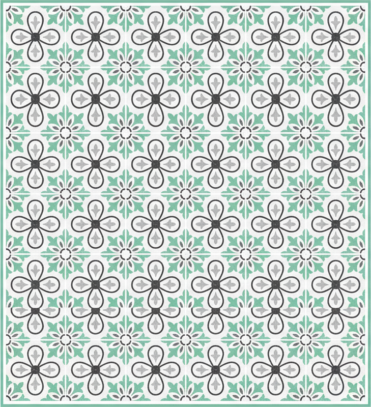 Alfombra pvc patrón floral menta - TenVinilo