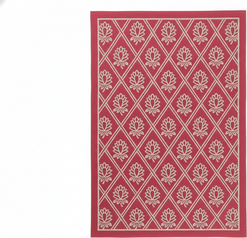Alfombra para exterior diseño floral vintage rojo - TenVinilo