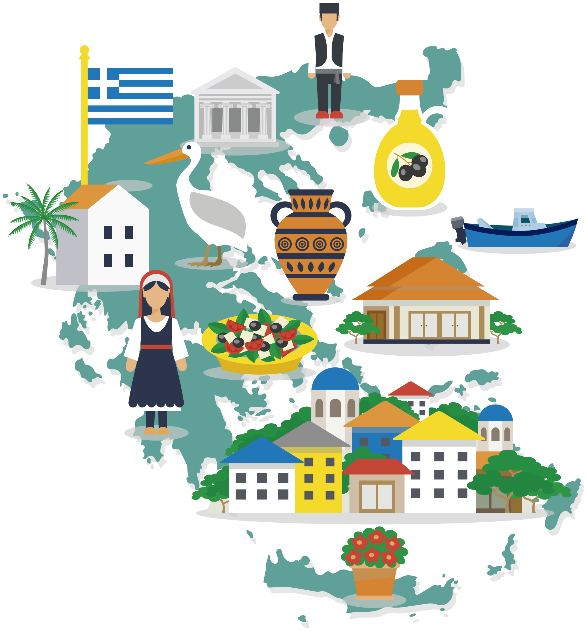Alfombra vinílica mapamundi ilustración de grecia e islas - TenVinilo