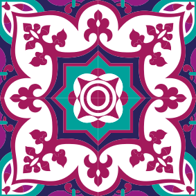 Alfombra vinílica baño patrón de azulejos marroquíes rosas - TenVinilo